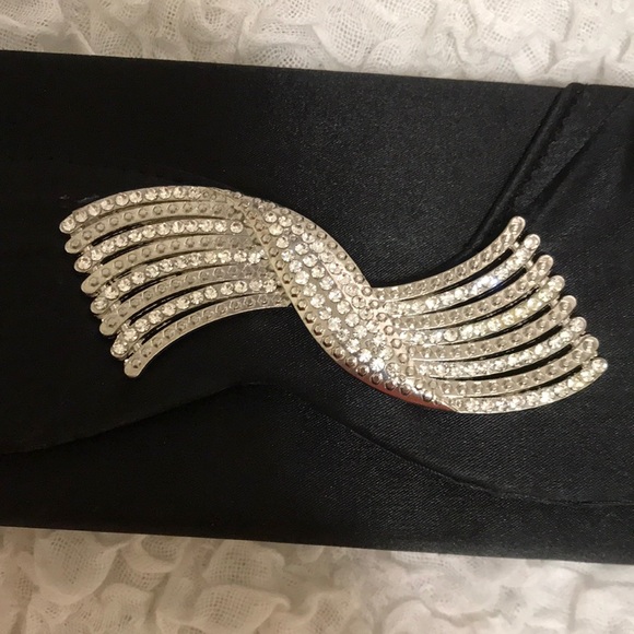 Black Silk with Rhinestones Clutch - Picture 4 of 9